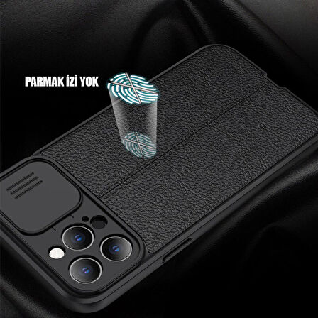 Gpack Xiaomi Redmi Note 11S Global Kılıf Kamera Sürgülü Deri Dokulu Mat Silikon 