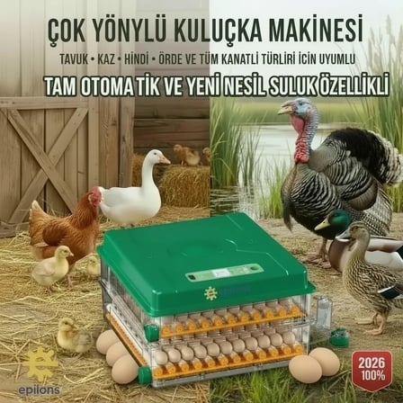 EP-120 Yumurta Kapasiteli Tam Otomatik Kuluçka Makinesi - Yeni Nesil Harici Suluklu, Dijital Nem ve Sıcaklık Göstergeli (  )