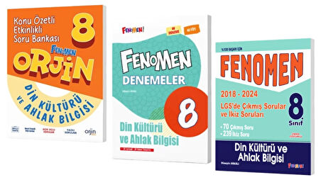 FENOMEN YAYINLAR Orjin 8 Din Kültürü ve Ahlak Bilgisi Konu Özetli Etkinlikli Soru Bankası + Denemeler + Çıkmış Sorular (2018-2024)