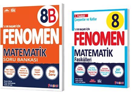 FENOMEN YAYINLARI 8. SINIF Matematik B Soru Bankası ve Matematik 1. Fasikül (Çarpanlar ve Katlar)(2 KİTAP)
