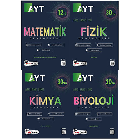 KAFA DENGİ YAYINLARI AYT SAYISAL (Matematik+Fizik+Kimya+Biyoloji) BRANŞ DENEMELERİ (4 Kitap)