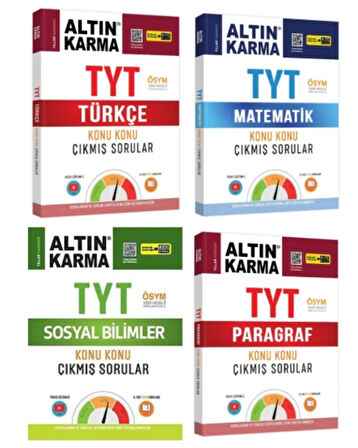 ALTIN KARMA YAYINLARI TYT TÜRKÇE+MATEMATİK+SOSYAL BİLİMLER+PARAGRAF KONU KONU ÇIKMIŞ SORULAR