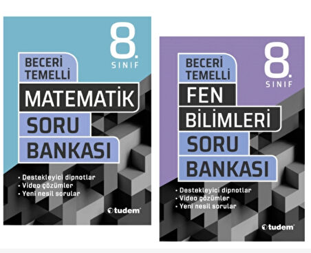 TUDEM YAYINLARI 8.SINIF LGS BECERİ TEMELLİ MATEMATİK - FEN BİLİMLERİ - SORU BANKASI