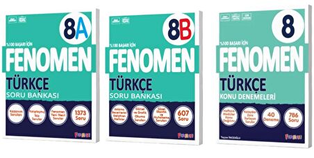 FENOMEN YAYINCILIK 8. Sınıf Türkçe A+B Soru Bankası + Türkçe Konu Denemeleri (3 Kitap)