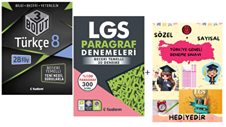 TUDEM YAYINLARI LGS TÜRKÇE 3 BOYUT BECERİ TEMELLİ SORU BANKASI - LGS 20'Lİ PARAGRAF DENEME - HEDİYE