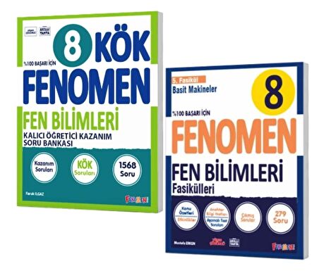 FENOMEN YAYINLARI 8. SINIF Kök Fen Bilimleri Soru Bankası + Fen Bilimleri 5. Fasikül (Basit Makineler) (2 KİTAP)