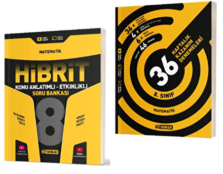 HIZ YAYINLARI 8. Sınıf Matematik Hibrit Soru Bankası (Konu Anlatımlı - Etkinlikli) + 36 Haftalık Deneme