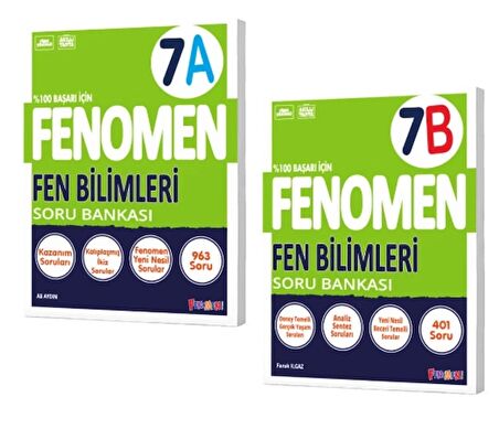 FENOMEN YAYINLARI 7 Fen Bilimleri A + B Soru Bankası (2 Kitap)