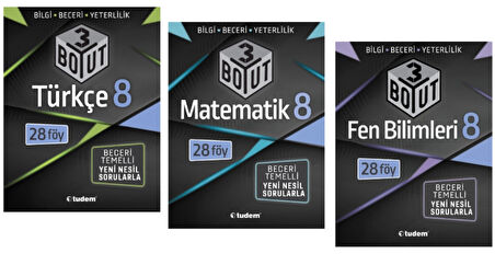 TUDEM YAYINLARI 8.SINIF LGS 3 BOYUT TÜRKÇE - MATEMATİK - FEN BİLİMLERİ  BECERİ TEMELLİ SORU BANKASI