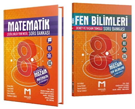 MOZAİK YAYINLARI 8. Sınıf Matematik - Fen Bilimleri Soru Bankası (2 Kitap)