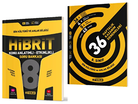HIZ YAYINLARI 8. Sınıf Din Kültürü ve Ahlak Bilgisi Hibrit Soru Bankası (Konu Anlatımlı - Etkinlikli) + 36 Haftalık Deneme