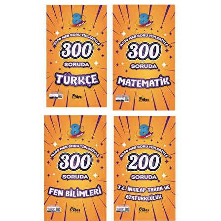 FİDES YAYINLARI 8.SINIF %100 MEB Soru Tipleriyle Türkçe + Matematik + Fen Bilimleri + İnkılap Denemeleri (4 Kitap)