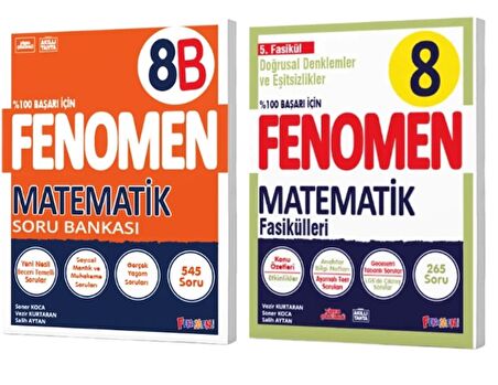 FENOMEN YAYINLARI 8. SINIF Matematik B Soru Bankası ve Matematik Fasikülü 5 (Doğrusal Denklemler Ve Eşitsizlikler)(2 KİTAP)