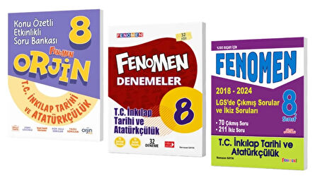 FENOMEN YAYINLAR Orjin 8 T.C. İnkılap Tarihi Ve Atatürkçülük Konu Özetli Etkinlikli Soru Bankası + Denemeler + Çıkmış Sorular (2018-2024)