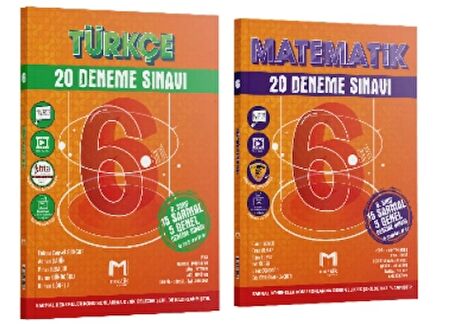 MOZAİK YAYINLARI 6. Sınıf  Türkçe - Matematik 20 Deneme Sınavı  (2 Kitap)