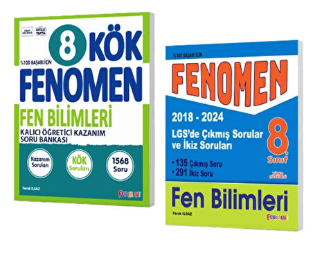 FENOMEN YAYINLARI 8. SINIF Kök Fen Bilimleri Soru Bankası + LGS Fen Bilimleri Çıkmış Sorular ve İkiz Soruları (2018-2024)
