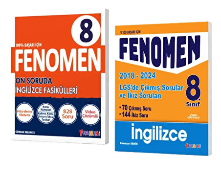 FENOMEN YAYINLARI 8. SINIF On Soruda İngilizce Fasikülleri + Çıkmış Soruları Ve İkiz Soruları (2018-2024)