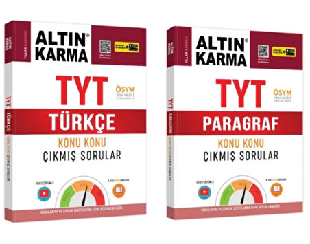 ALTIN KARMA YAYINLARI TYT TÜRKÇE+PARAGRAF KONU KONU ÇIKMIŞ SORULAR