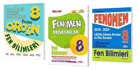 FENOMEN YAYINLARI 8. SINIF ORJİN Fen Bilimleri Konu Özetli Etkinlikli Soru Bankası + Deneme + 2018-2024 Çıkmış İkiz Sorular