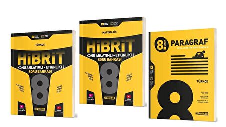 HIZ YAYINLARI 8. Sınıf Türkçe + Matematik Hibrit Soru Bankası + Paragraf Soru Bankası