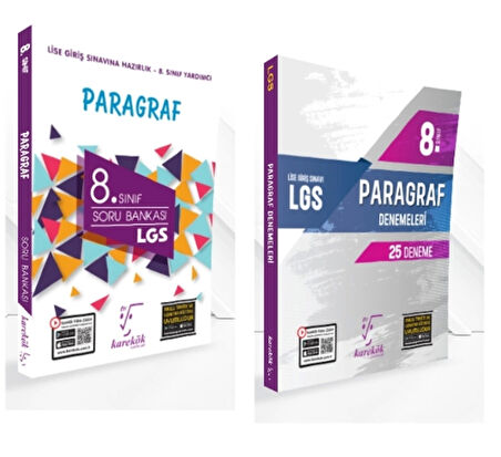 KARE KÖK YAYINLARI LGS 8.SINIF PARAGRAF SORU BANKASI + LGS PARAGRAF DENEMELERİ