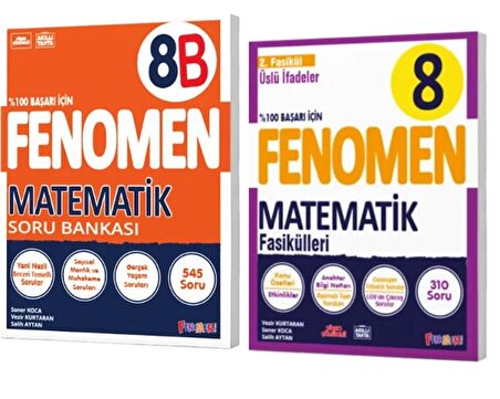 FENOMEN YAYINLARI 8. SINIF Matematik B Soru Bankası ve Matematik 2. Fasikül (Üslü İfadeler)(2 KİTAP)