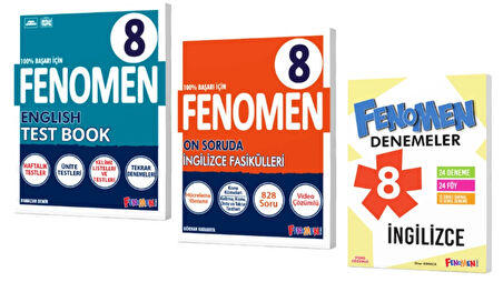 FENOMEN YAYINLARI 8. SINIF İngilizce Soru Bankası +On Soruda İngilizce Fasikülleri + Deneme