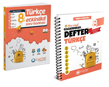 Çanta Yayınları 8. Sınıf Türkçe Etkinlikli Soru Bankası + Okula Yardımcı Kazandıran Defter