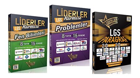 LİDERLER KARMASI LGS FEN BİLİMLERİ + PROBLEMLER + PARAGRAF DENEMELERİ (3 KİTAP)