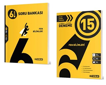 HIZ YAYINLARI 6. SINIF FEN BİLİMLERİ SORU BANKASI VE 15li Deneme (2 Kitap)