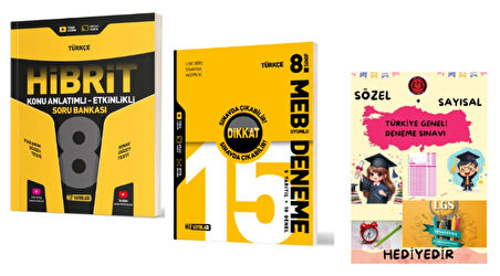 HIZ YAYINLARI 8. SINIF HİBRİT TÜRKÇE SORU BANKASI- TÜRKÇE 15li DENEME ve Hediye