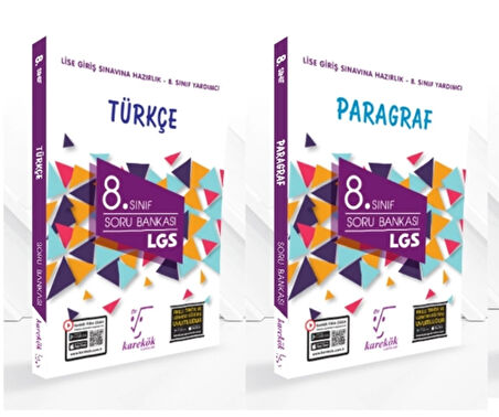 KARE KÖK YAYINLARI LGS 8.SINIF TÜRKÇE SORU BANKASI + PARAGRAF SORU BANKASI