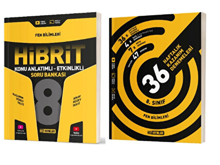 HIZ YAYINLARI 8. Sınıf Fen Bilimleri Hibrit Soru Bankası (Konu Anlatımlı - Etkinlikli) + 36 Haftalık Deneme