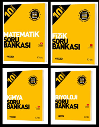 HIZ YAYINLARI 10. SINIF MATEMATİK - FİZİK - KİMYA - BİYOLOJİ SORU BANKALARI