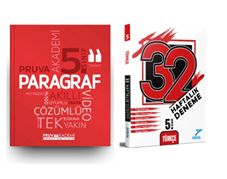 PRUVA AKADEMİ YAYINLARI 5.SINIF PARAGRAF SORU BANKASI+32 HAFTA TÜRKÇE DENEME