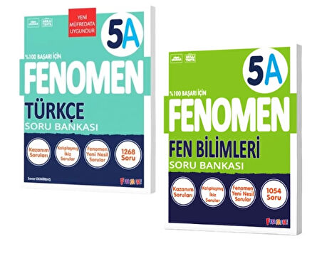 FENOMEN YAYINLARI 5 Türkçe A Soru Bankası  + Fen Bilimleri A Soru Bankası