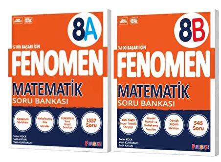 FENOMEN YAYINLARI 8. SINIF Matematik A+B Soru Bankası  (2 KİTAP)
