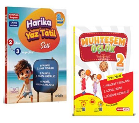 ARTIBİR YAYINLARI 2. Sınıf Harika Yaz Tatili ve Muhteşem Üçlük Paragraf Soru Bankası (2 Kitap)