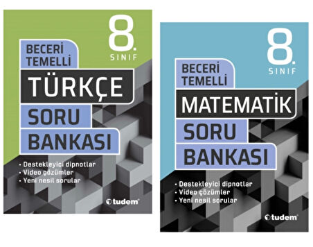 TUDEM YAYINLARI 8.SINIF LGS BECERİ TEMELLİ TÜRKÇE - MATEMATİK - SORU BANKASI