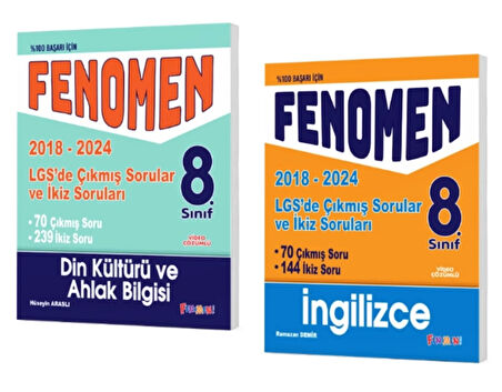FENOMEN YAYINLARI 8. SINIF LGS Din Kültürü + İngilizce Çıkmış Sorular Ve İkiz Soruları (2018-2024)