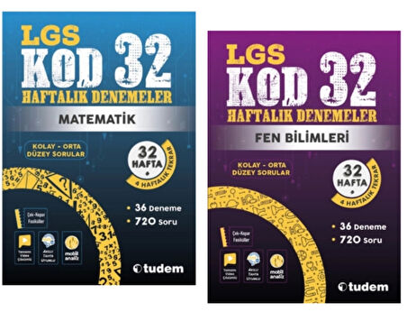 TUDEM YAYINLARI 8.SINIF LGS KOD 32 MATEMATİK - FEN BİLİMLERİ HAFTALIK DENEME