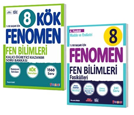FENOMEN YAYINLARI 8. SINIF Kök Fen Bilimleri Soru Bankası + Fen Bilimleri 4. Fasikül (Madde Ve Endüstri) (2 KİTAP)