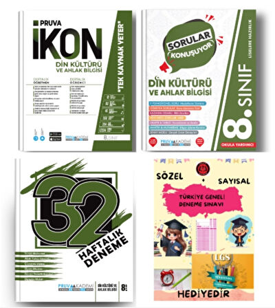 PRUVA AKADEMİ YAYINLARI 8.SINIF DİN KÜLTÜRÜ İKON SORU BANKASI+32 HAFTA DİN KÜLTÜRÜ DENEME+DİN KÜLTÜRÜ SORULAR KONUŞUYOR+HEDİYE