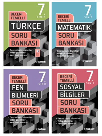 TUDEM YAYINLARI 7.SINIF BECERİ TEMELLİ TÜRKÇE - MATEMATİK - FEN BİLİMLERİ - SOSYAL BİLGİLER SORU BANKASI