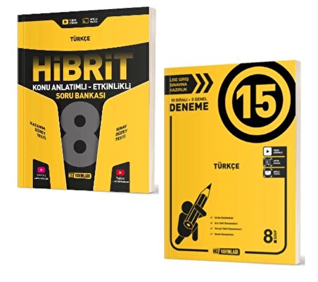 HIZ YAYINLARI 8. Sınıf Türkçe Hibrit Soru Bankası + 15' li Deneme