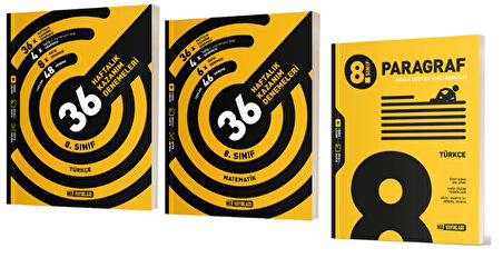 HIZ YAYINLARI 8. Sınıf Türkçe + Matematik 36 Haftalık Deneme + Paragraf  Soru Bankası