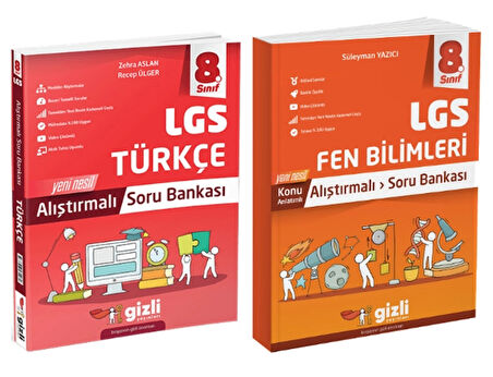 GİZLİ YAYINLARI 8. Sınıf LGS Türkçe + Fen Bilimleri Alıştırmalı Soru Bankası