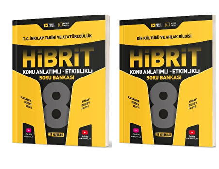 HIZ YAYINLARI 8. Sınıf İnkılap + Din Hibrit Soru Bankası (Konu Anlatımlı - Etkinlikli)