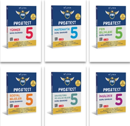 BİLFEN YAYINCILIK 5.SINIF PRO&TEST TÜRKÇE+MATEMATİK+FEN BİLİMLERİ+SOSYAL BİLGİLER+DİN KÜLTÜRÜ+İNGİLİZCE SORU BANKASI SETİ