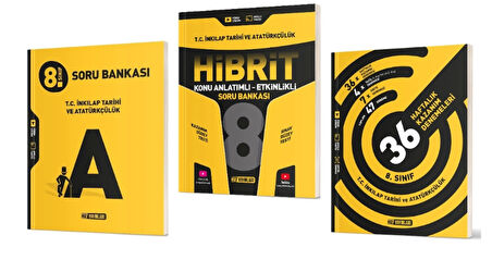 HIZ YAYINLARI 8. Sınıf İnkılap Tarihi ve Atatürkçülük Soru Bankası + Hibrit Soru Bankası (Konu Anlatımlı - Etkinlikli) + 36 Haftalık Deneme